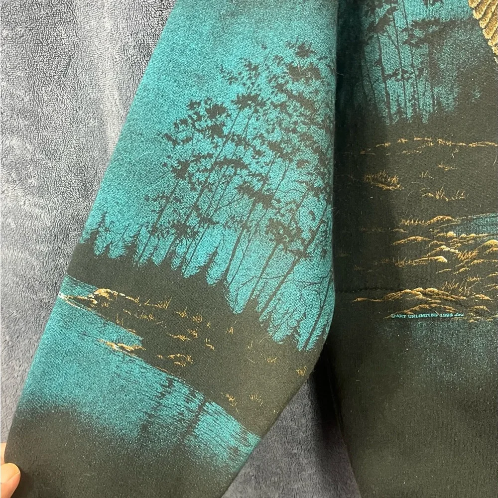 x Vtg Sweater Men XL Black Eagle fDouble
Sided Graphics Are Mint 3 Button Casual - Picture 6 of 12